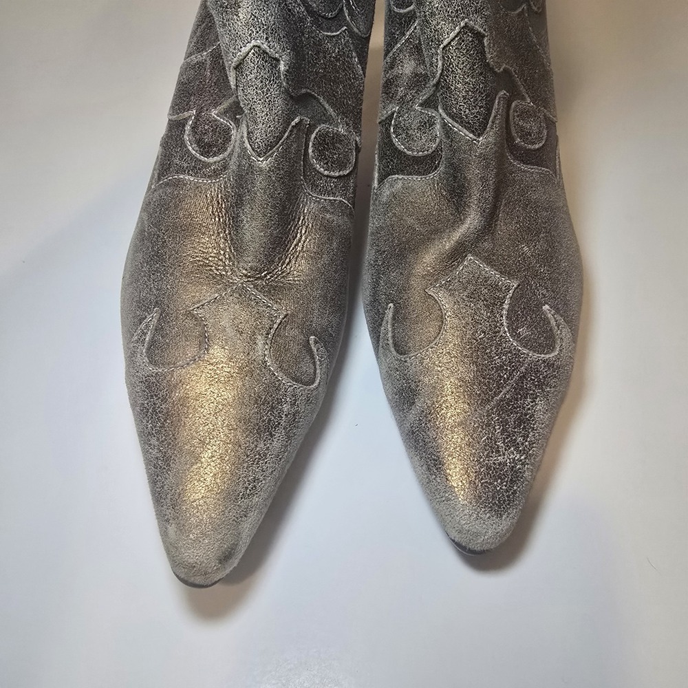 Kenneth Cole Reaction 6M Metallic Leather Western Cowboy Boots Pointed Toe - Picture 10 of 11